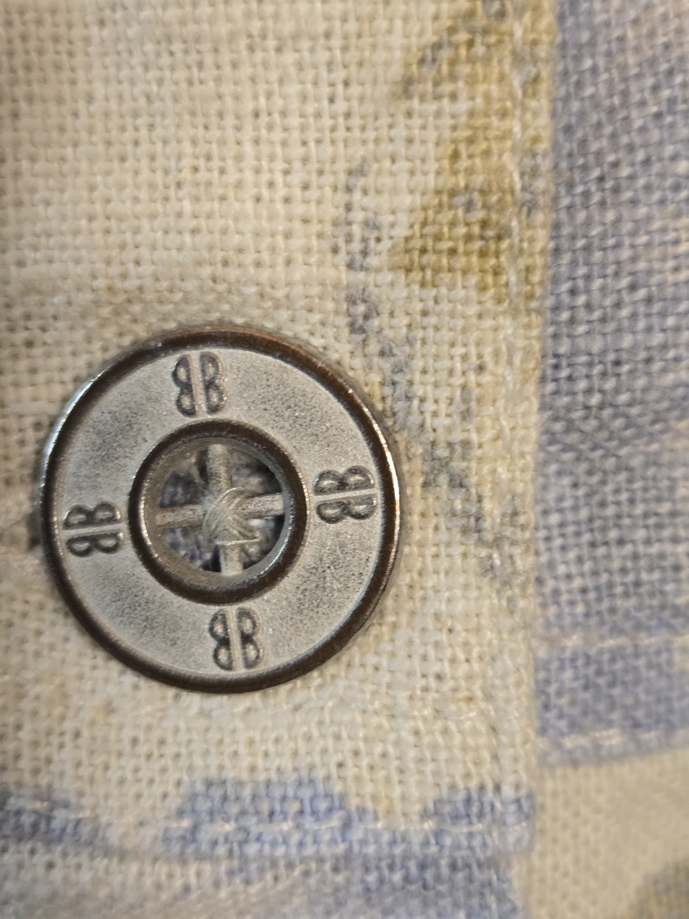 Vintage Bill Blass Floral Button-Front Linen/Cotton Jacket in Light Blue & Cream - Picture 2 of 13